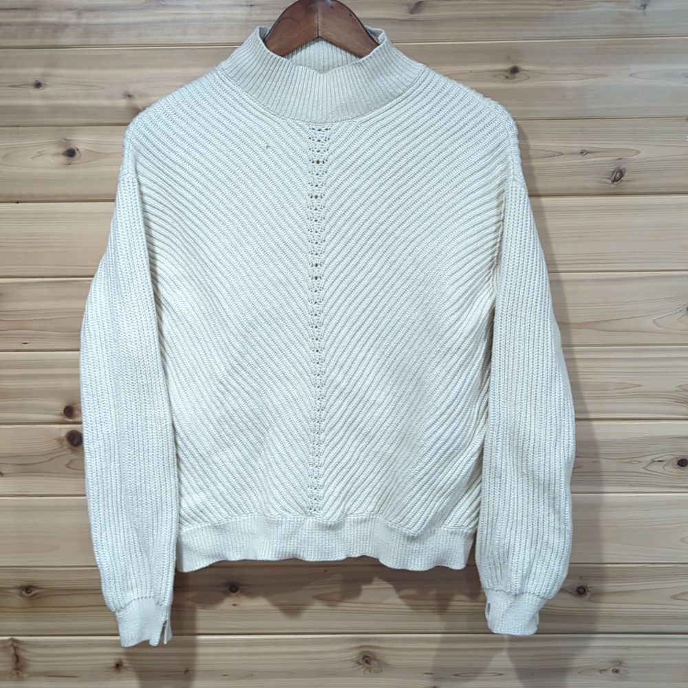 Marine Layer Sweater Womens Medium Ivory‎ Skylar Turtleneck Classic Preppy
